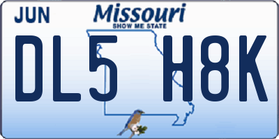 MO license plate DL5H8K