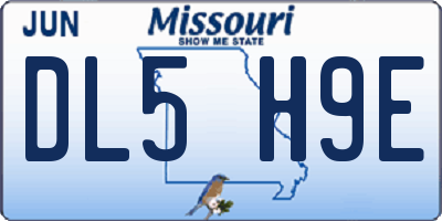 MO license plate DL5H9E