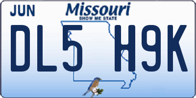 MO license plate DL5H9K