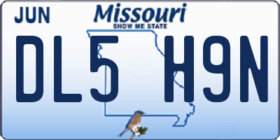 MO license plate DL5H9N