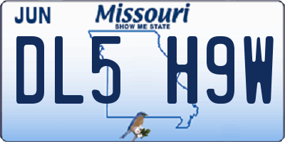 MO license plate DL5H9W