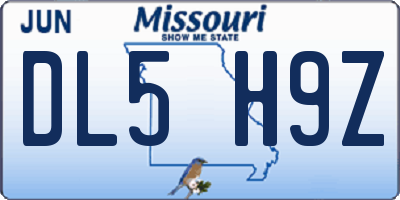 MO license plate DL5H9Z
