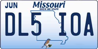MO license plate DL5I0A