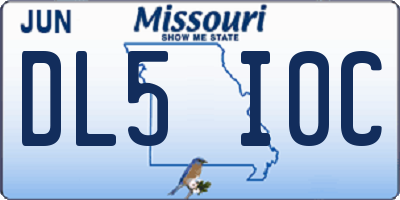 MO license plate DL5I0C