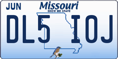 MO license plate DL5I0J