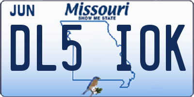 MO license plate DL5I0K