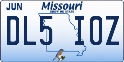 MO license plate DL5I0Z