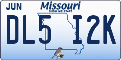 MO license plate DL5I2K