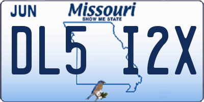 MO license plate DL5I2X