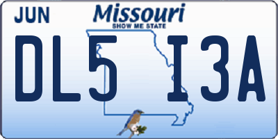 MO license plate DL5I3A