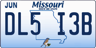 MO license plate DL5I3B