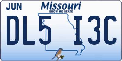 MO license plate DL5I3C