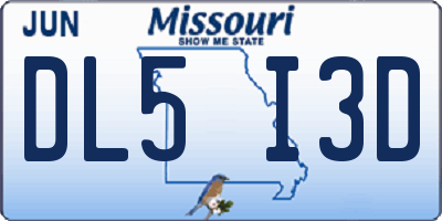 MO license plate DL5I3D