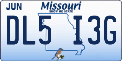 MO license plate DL5I3G