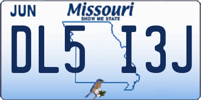 MO license plate DL5I3J