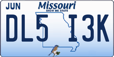 MO license plate DL5I3K