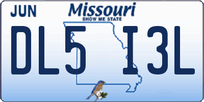 MO license plate DL5I3L