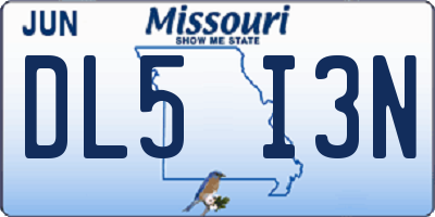 MO license plate DL5I3N