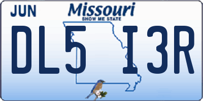 MO license plate DL5I3R