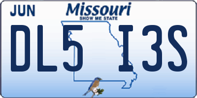 MO license plate DL5I3S