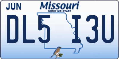 MO license plate DL5I3U