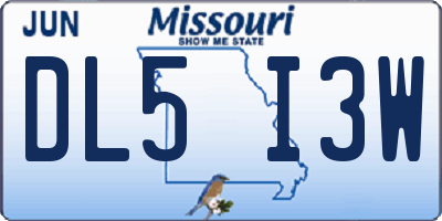 MO license plate DL5I3W