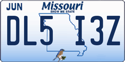 MO license plate DL5I3Z