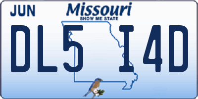 MO license plate DL5I4D