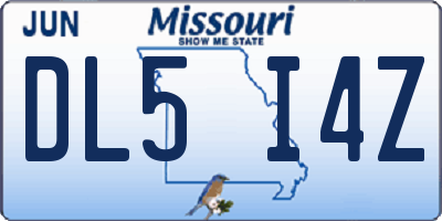 MO license plate DL5I4Z