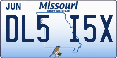 MO license plate DL5I5X