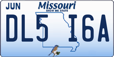 MO license plate DL5I6A