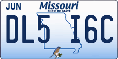 MO license plate DL5I6C