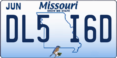 MO license plate DL5I6D
