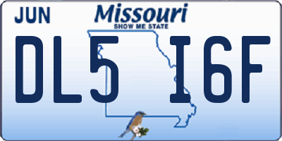 MO license plate DL5I6F