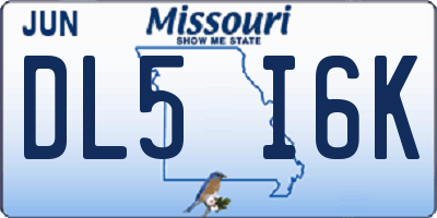 MO license plate DL5I6K
