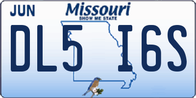 MO license plate DL5I6S