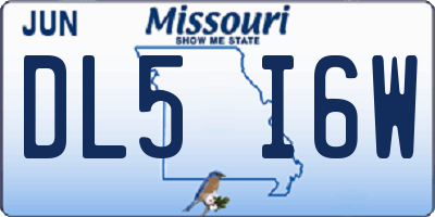 MO license plate DL5I6W