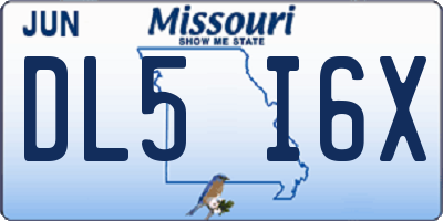 MO license plate DL5I6X