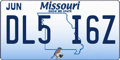 MO license plate DL5I6Z