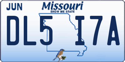 MO license plate DL5I7A