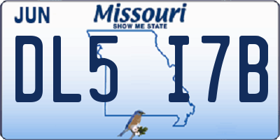 MO license plate DL5I7B