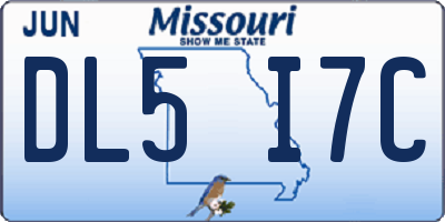 MO license plate DL5I7C