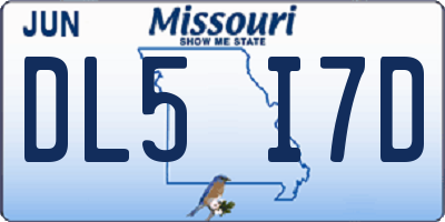MO license plate DL5I7D