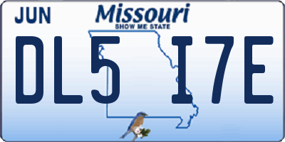 MO license plate DL5I7E