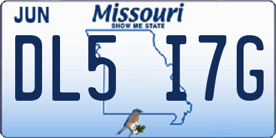 MO license plate DL5I7G