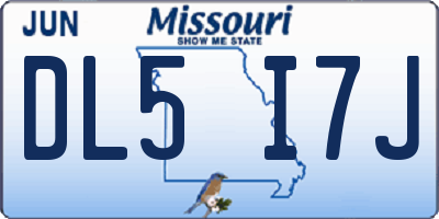 MO license plate DL5I7J