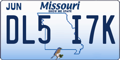 MO license plate DL5I7K