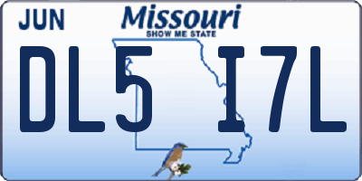 MO license plate DL5I7L