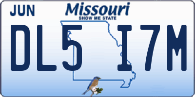 MO license plate DL5I7M