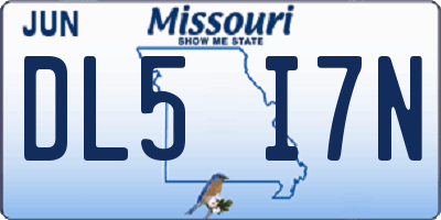 MO license plate DL5I7N